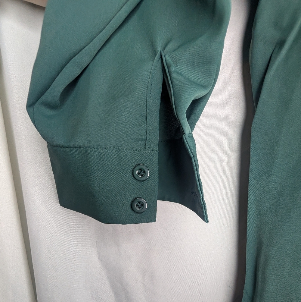 BloomChic Forest Green Button-Up Shirt, 22/24 (3X) - Picture 8 of 12
